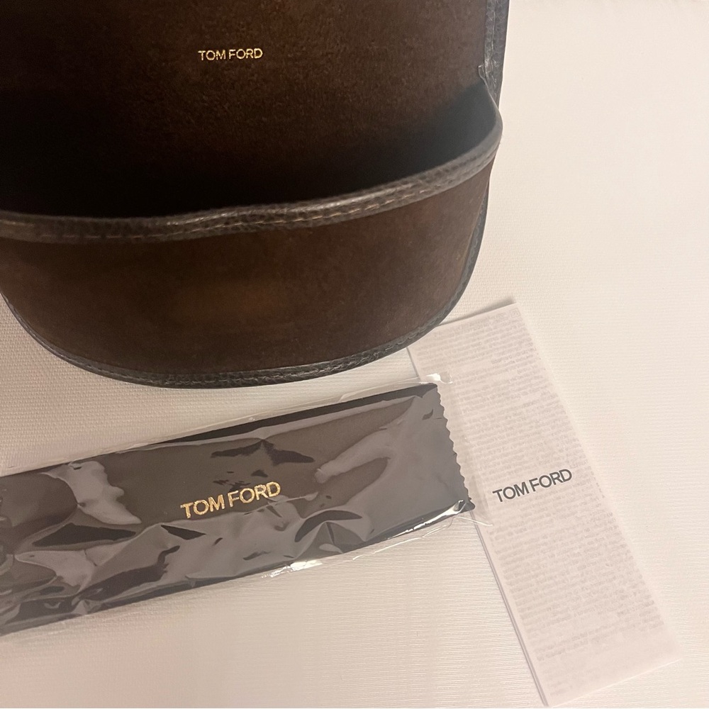 Tom Ford Sunglasses Case Brown Suede Hard Shell Eyeglass Holder Luxury Designer - Picture 4 of 4
